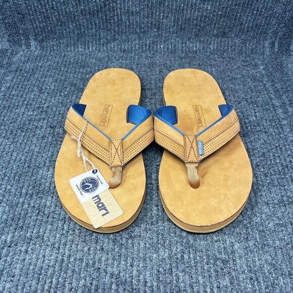 NEW Hari Mari Grande Flip Flops Sandals Nubuck Tan Brown Mens Size 12 - Picture 1 of 6